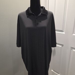 Nike Black and White Striped Polo Shirt